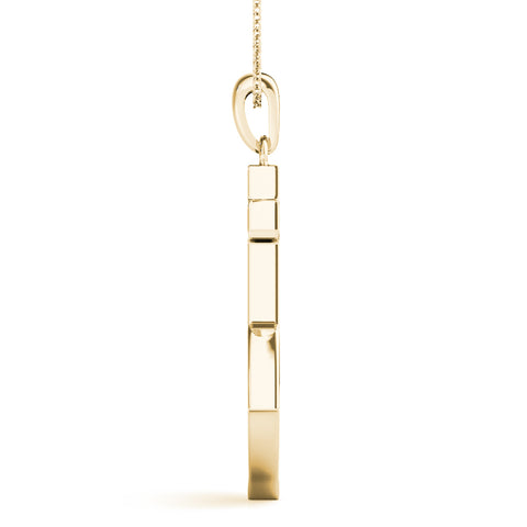Yellow gold Pavé Round Diamond Anchor Pendant with Four-Prong Setting