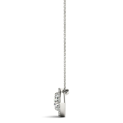 White gold Round Prong-Set Diamond Pavé Pendant