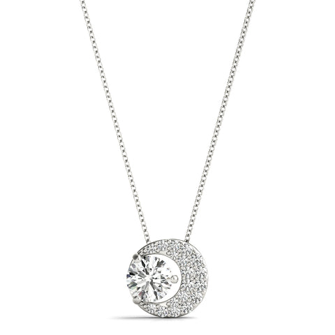 White gold Round Prong-Set Diamond Pavé Pendant