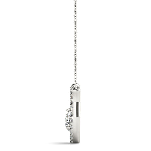 White gold Round Brilliant Halo Prong-Set Pendant