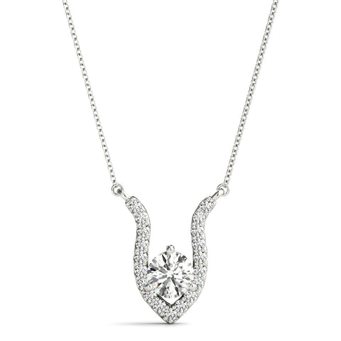 White gold Round Brilliant Halo Prong-Set Pendant