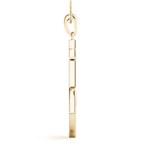 Yellow gold Silver Anchor Pendant with Round Diamond Bezel Setting