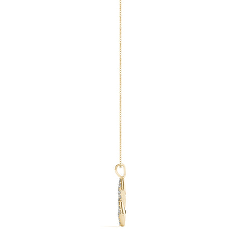 Yellow gold Pavé Round Diamond Star Pendant with Four-Prong Setting