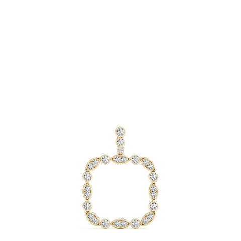 Yellow gold Bezel Marquise and Round Diamond Pendant