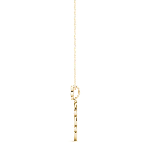 Yellow gold Bezel Marquise and Round Diamond Pendant