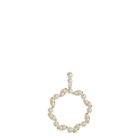 Yellow gold Round and Marquise Diamond Circle Pendant with Bezel and Prong Setting