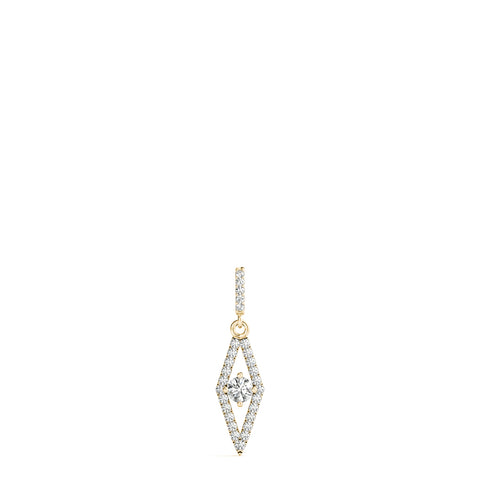 Yellow gold Round Cut Diamond Pavé Marquise Pendant