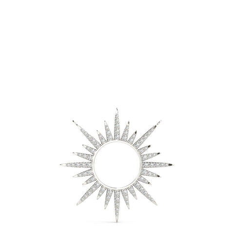 White gold Round Cut Diamond Sunburst Pendant with Pavé Setting