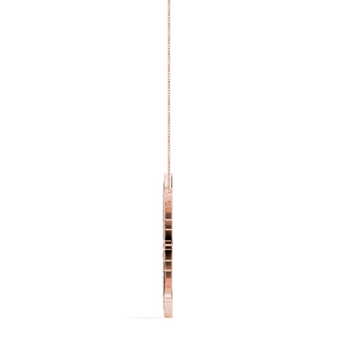 Rose gold Round Cut Diamond Sunburst Pendant with Pavé Setting