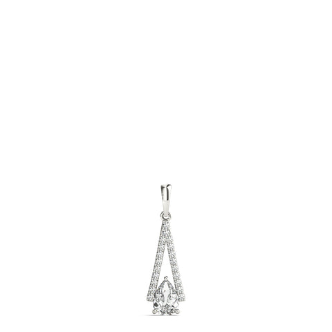 White gold Pavé Marquise Prong Pendant