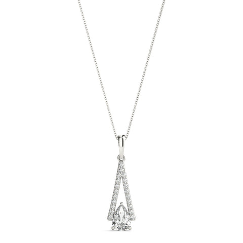 White gold Pavé Marquise Prong Pendant