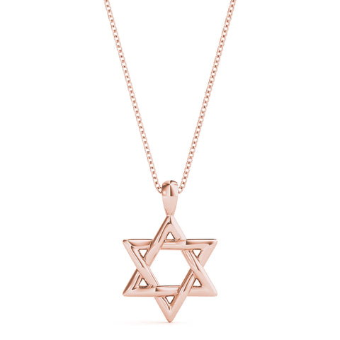Rose gold Silver Star of David Pendant