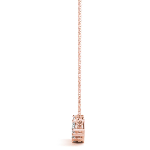 Rose gold Round Brilliant Diamond Curved Bar Necklace with Prong Setting