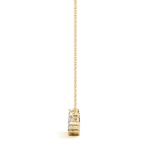 Yellow gold Round Brilliant Diamond Curved Bar Necklace with Prong Setting