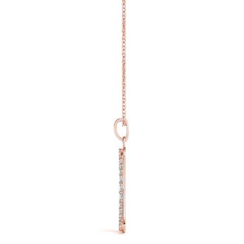 Rose gold Pavé Round Diamond Crescent Pendant with Four-Prong Setting