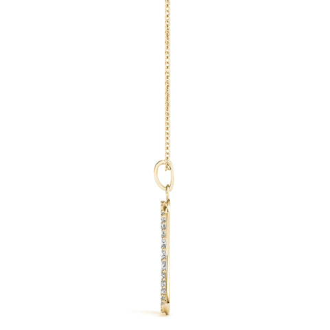 Yellow gold Pavé Round Diamond Crescent Pendant with Four-Prong Setting