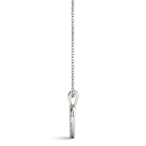 White gold Pavé Round Diamond Heart Pendant