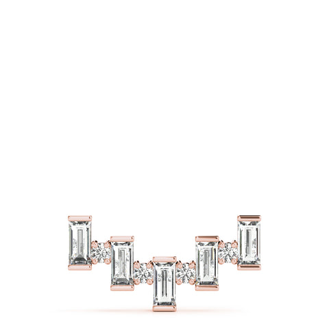 Rose gold Baguette Diamond Bar Pendant with Prong Setting