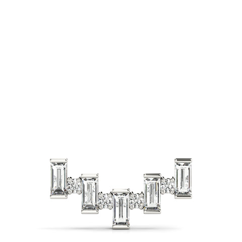 White gold Baguette Diamond Bar Pendant with Prong Setting