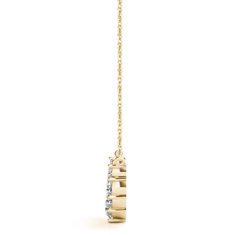 Yellow gold Round Diamond Graduated V-Prong Necklace