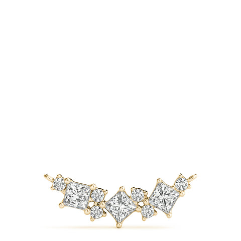 Yellow gold Princess Cut V-Shape Diamond Pendant with Four-Prong Setting