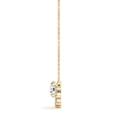 Yellow gold Round Cluster Diamond Pendant with Prong Setting