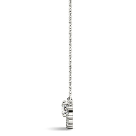 White gold Oval Diamond Cluster Pendant with Prong Setting