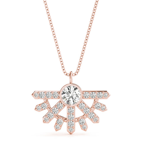 Rose gold Round Brilliant Halo Fan Pendant