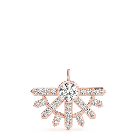 Rose gold Round Brilliant Halo Fan Pendant