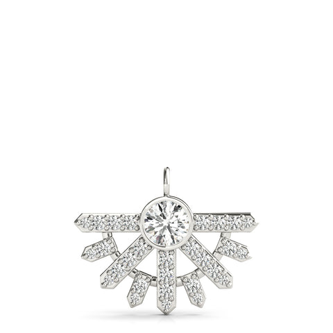 White gold Round Brilliant Halo Fan Pendant