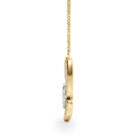 Yellow gold Pavé Oval Prong Butterfly Pendant