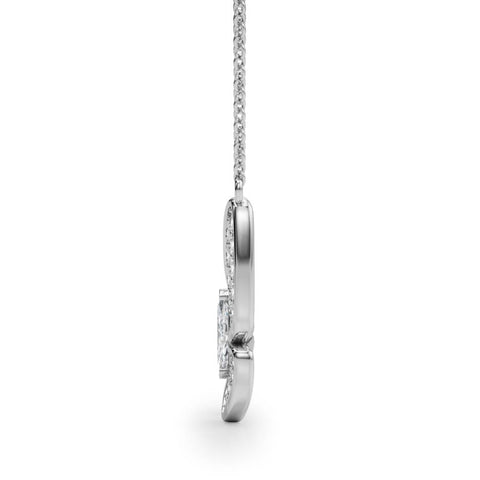 White gold Pavé Oval Prong Butterfly Pendant