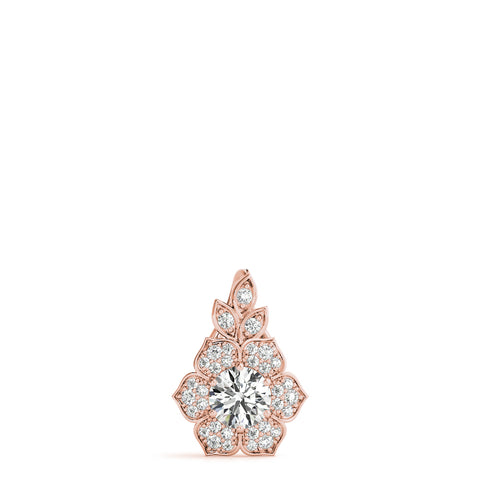 Rose gold Round Brilliant Flower Cluster Pendant with Prong Setting