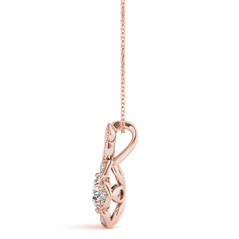 Rose gold Round Brilliant Flower Cluster Pendant with Prong Setting