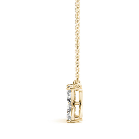 Yellow gold Four-Prong Marquise Diamond Flower Pendant