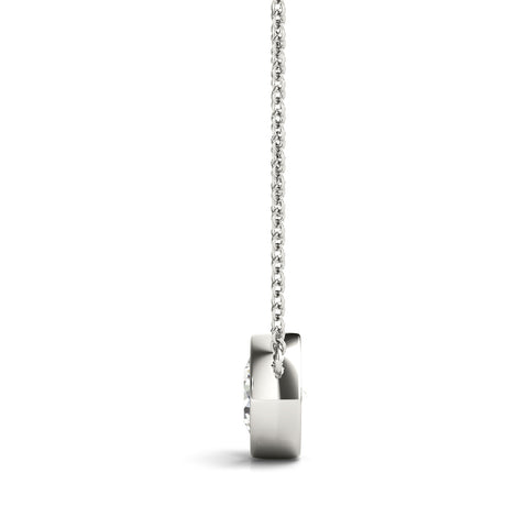 White gold Bezel Round Solitaire Pendant