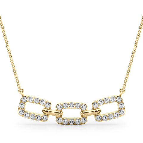 Yellow gold Pavé Cushion Link Pendant with Shared Prong Setting