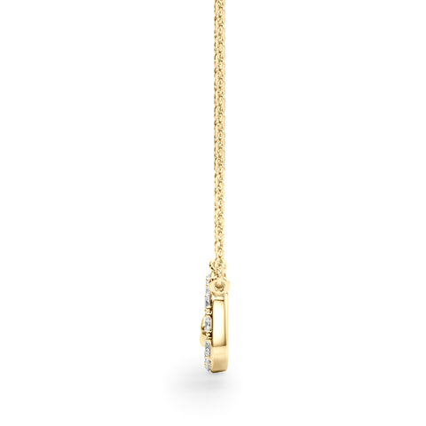 Yellow gold Pavé Cushion Link Pendant with Shared Prong Setting