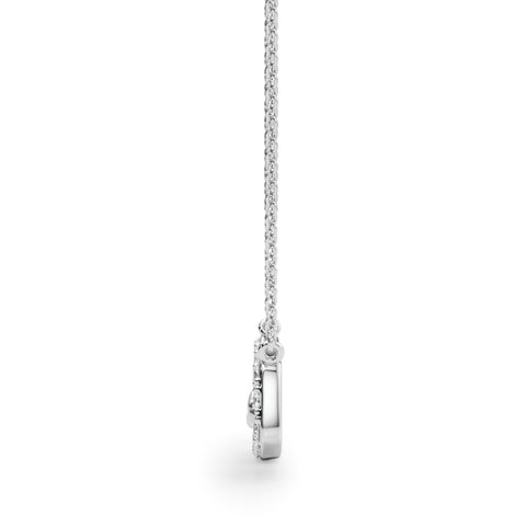 White gold Pavé Cushion Link Pendant with Shared Prong Setting