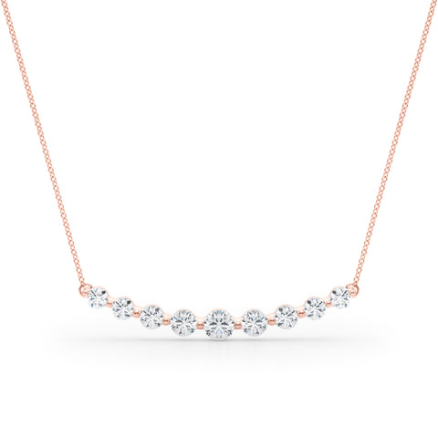 Rose gold Round Diamond Graduated Bar Necklace with Prong Setting