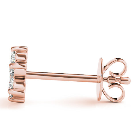 Rose gold Cluster Round Diamond Stud Earrings with Butterfly Backing