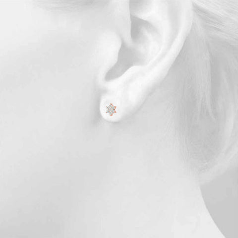 Rose gold Cluster Round Diamond Stud Earrings with Butterfly Backing