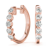 Rose gold Round Diamond Prong-Set Hoop Earrings 1