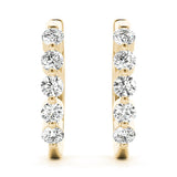 Yellow gold Round Diamond Prong-Set Hoop Earrings 2