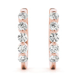 Rose gold Round Diamond Prong-Set Hoop Earrings 2