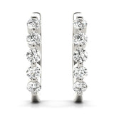 White gold Round Diamond Prong-Set Hoop Earrings 2