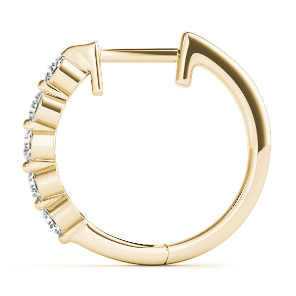 Yellow gold Round Diamond Prong-Set Hoop Earrings