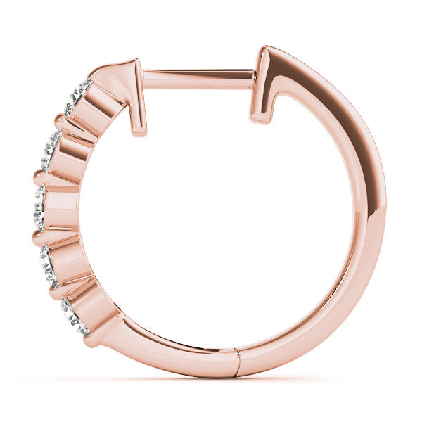 Rose gold Round Diamond Prong-Set Hoop Earrings