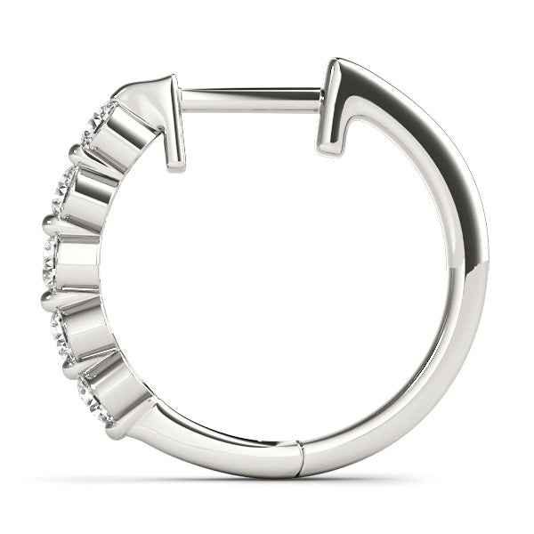 White gold Round Diamond Prong-Set Hoop Earrings