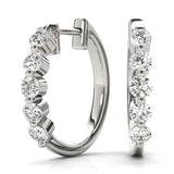 White gold Round Diamond Prong-Set Hoop Earrings 1